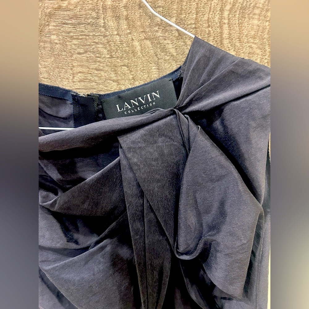 Lanvin black blouse with flower shape ruffle
